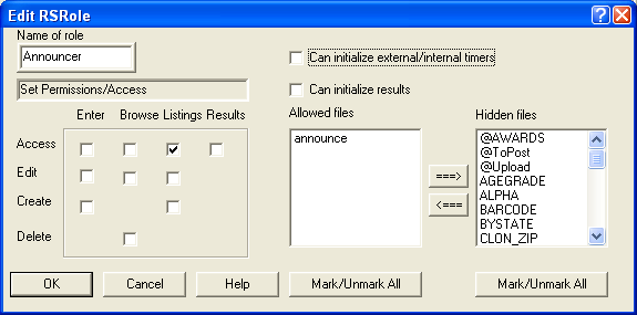 Announcer role — restricted to viewing listings only