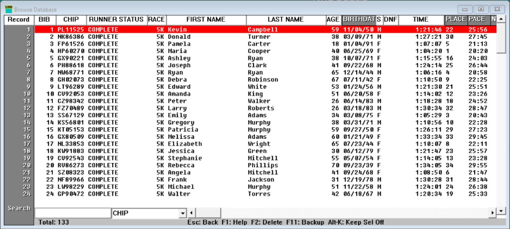 The Browse Database window