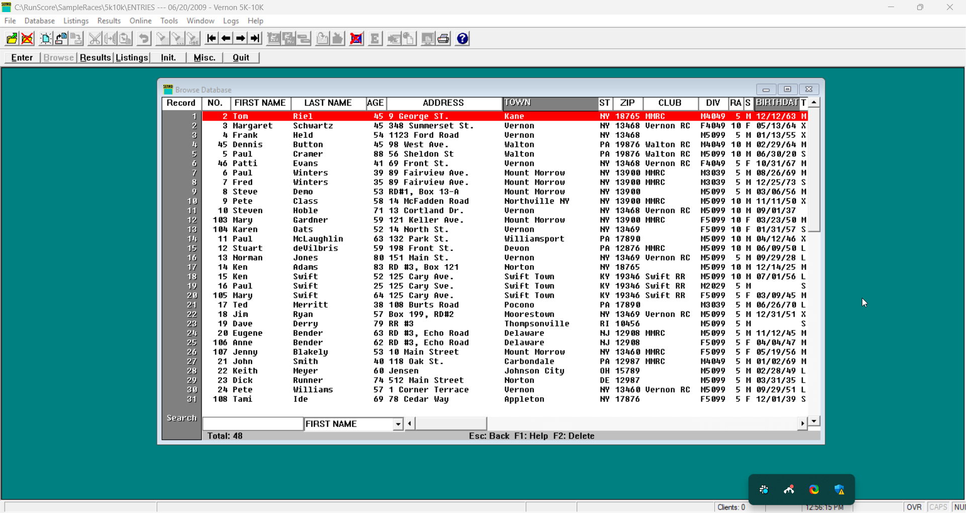 The Browse screen showing multiple participants