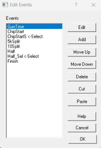 Edit Events dialog