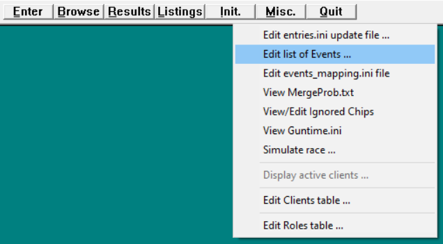 Misc → Edit list of Events