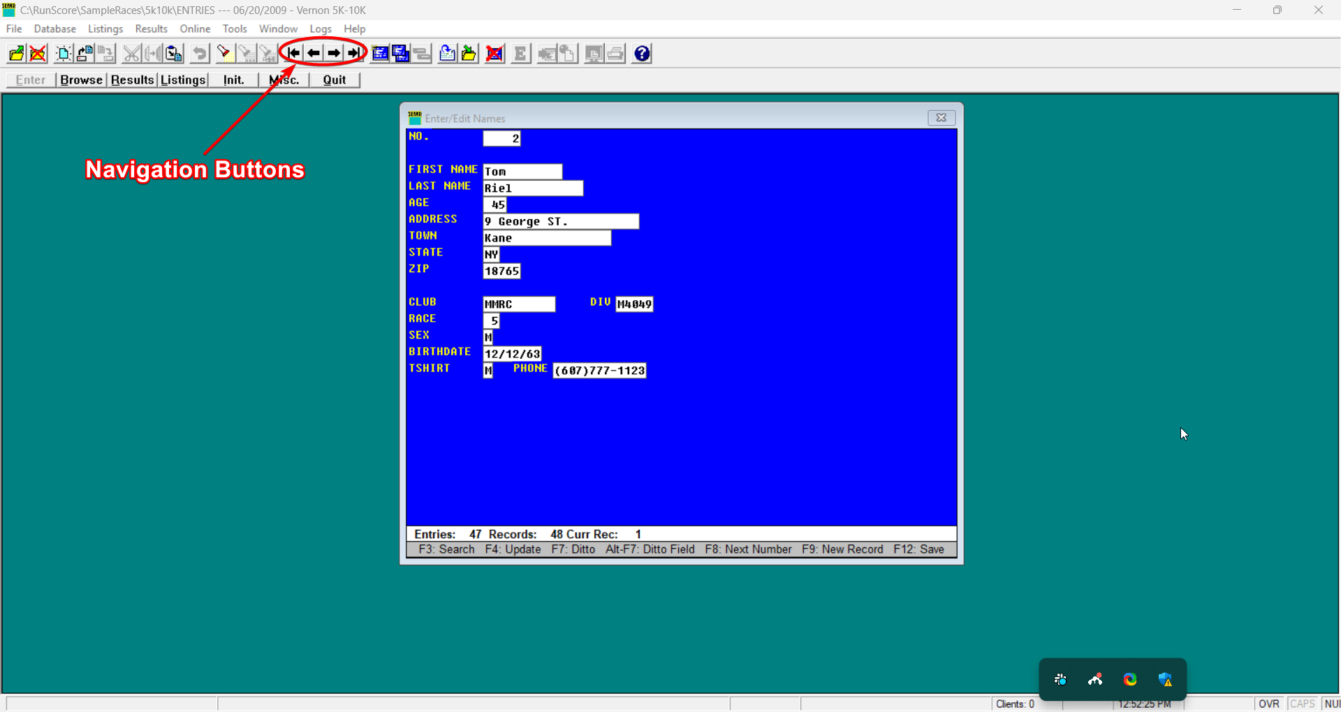 The Enter/Edit Names screen