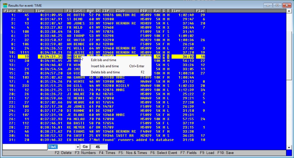 Right-click context menu for editing results in place