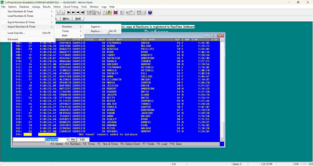 File > Import Numbers and Times menu