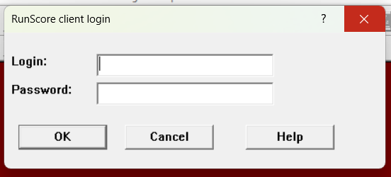 Client login prompt — login name and password fields