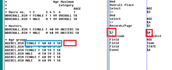 Listing file parameters and corresponding RSM placeholders